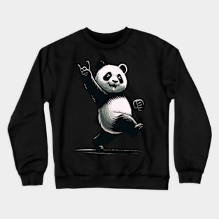 Retro Panda Rock Music Gift Funny Panda Crewneck Sweatshirt